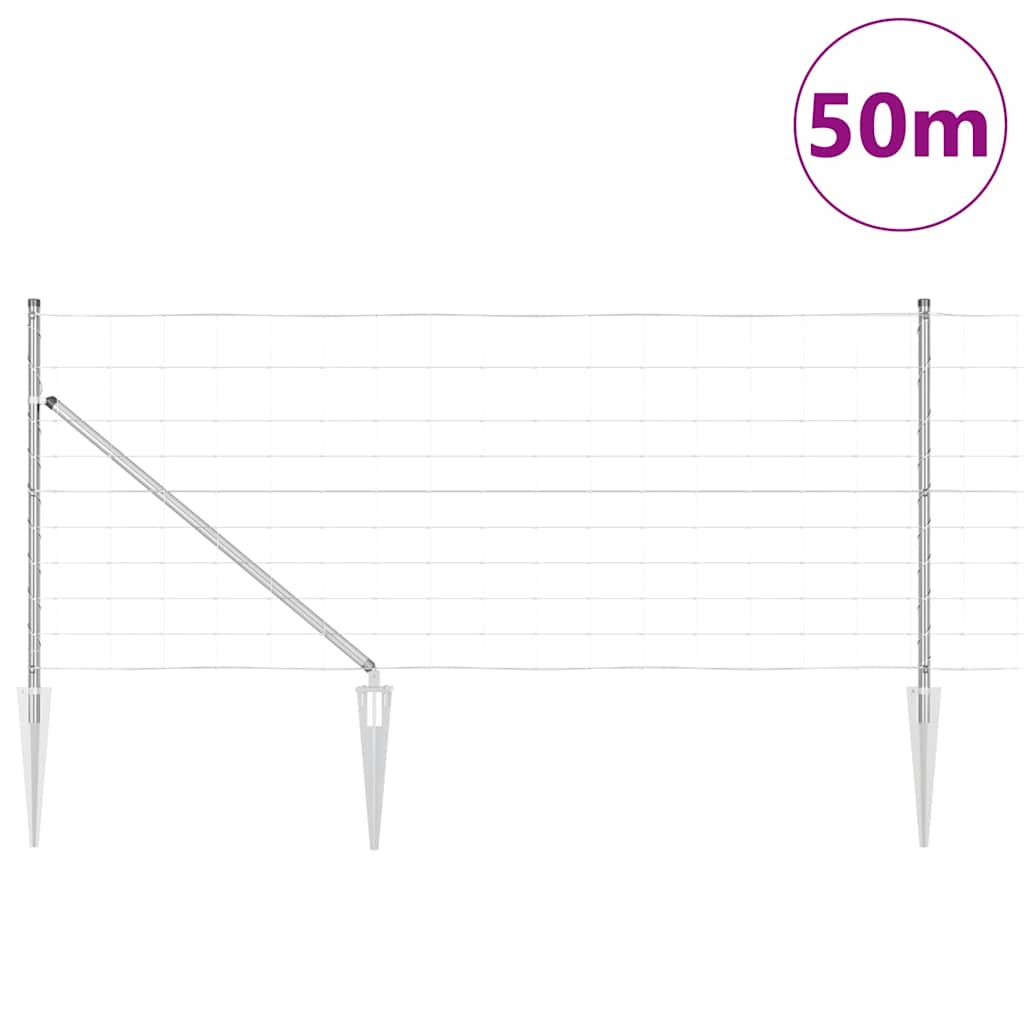 Wildzaun Silber 50 x 1 m Verzinkter Stahl